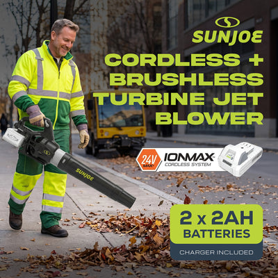 Sun Joe Cordless Brushless Turbine Jet Blower with Battery/Charger, (Open Box)