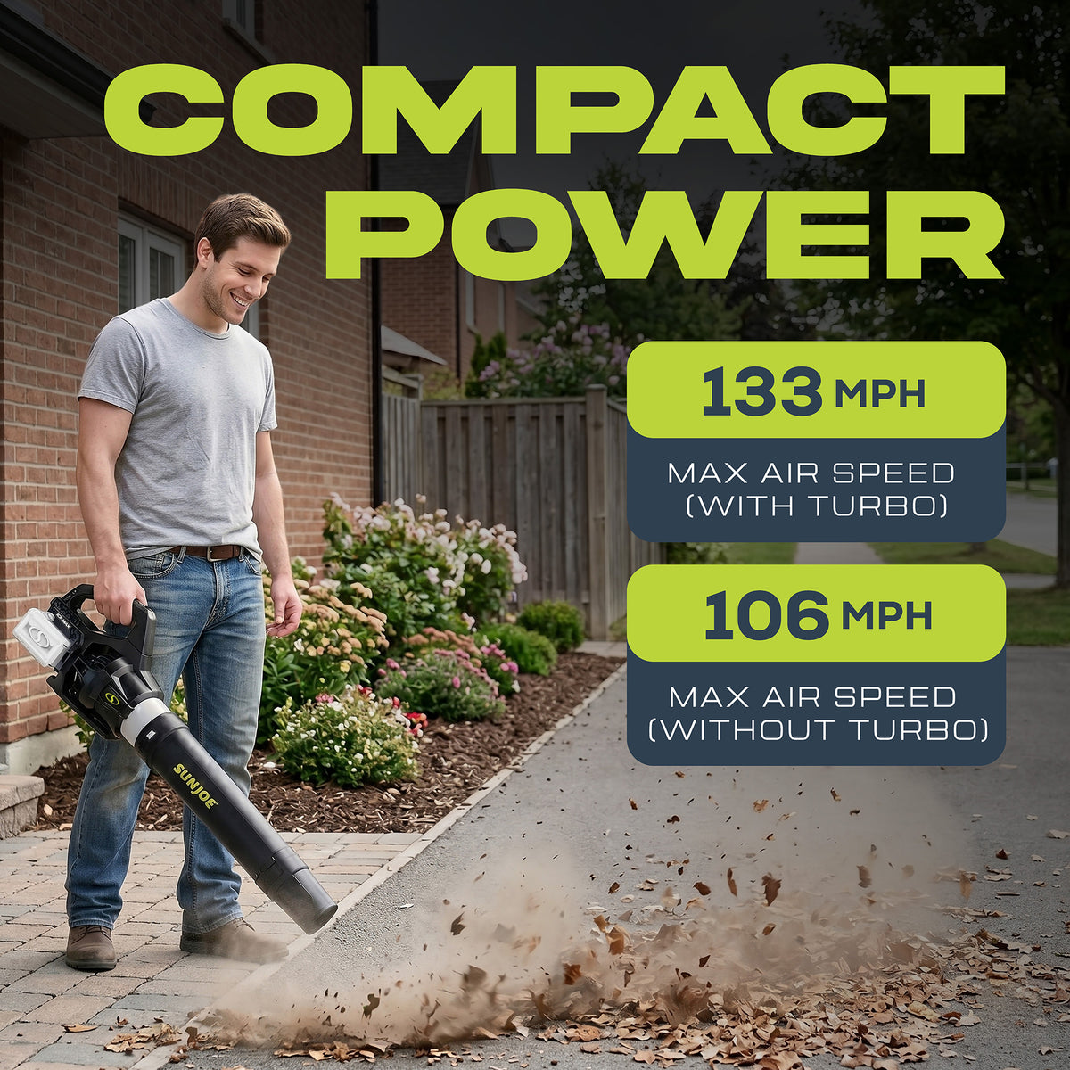 Sun Joe Cordless Brushless Turbine Jet Blower with Battery/Charger, (Open Box)