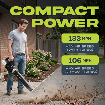 Sun Joe Cordless Brushless Turbine Jet Blower with Battery/Charger, (Open Box)