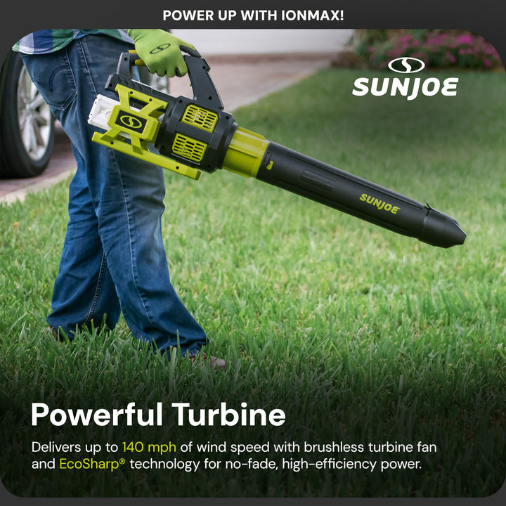 Sun Joe Cordless Brushless Turbine Jet Blower with Battery/Charger, (Open Box)