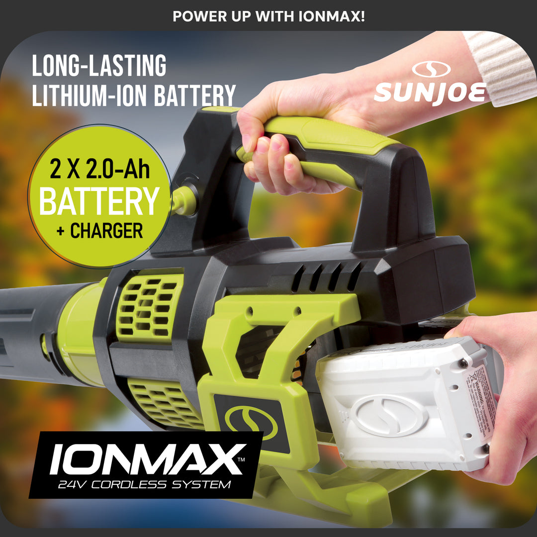 Sun Joe Cordless Brushless Turbine Jet Blower with Battery/Charger, 24V-X2-JB500