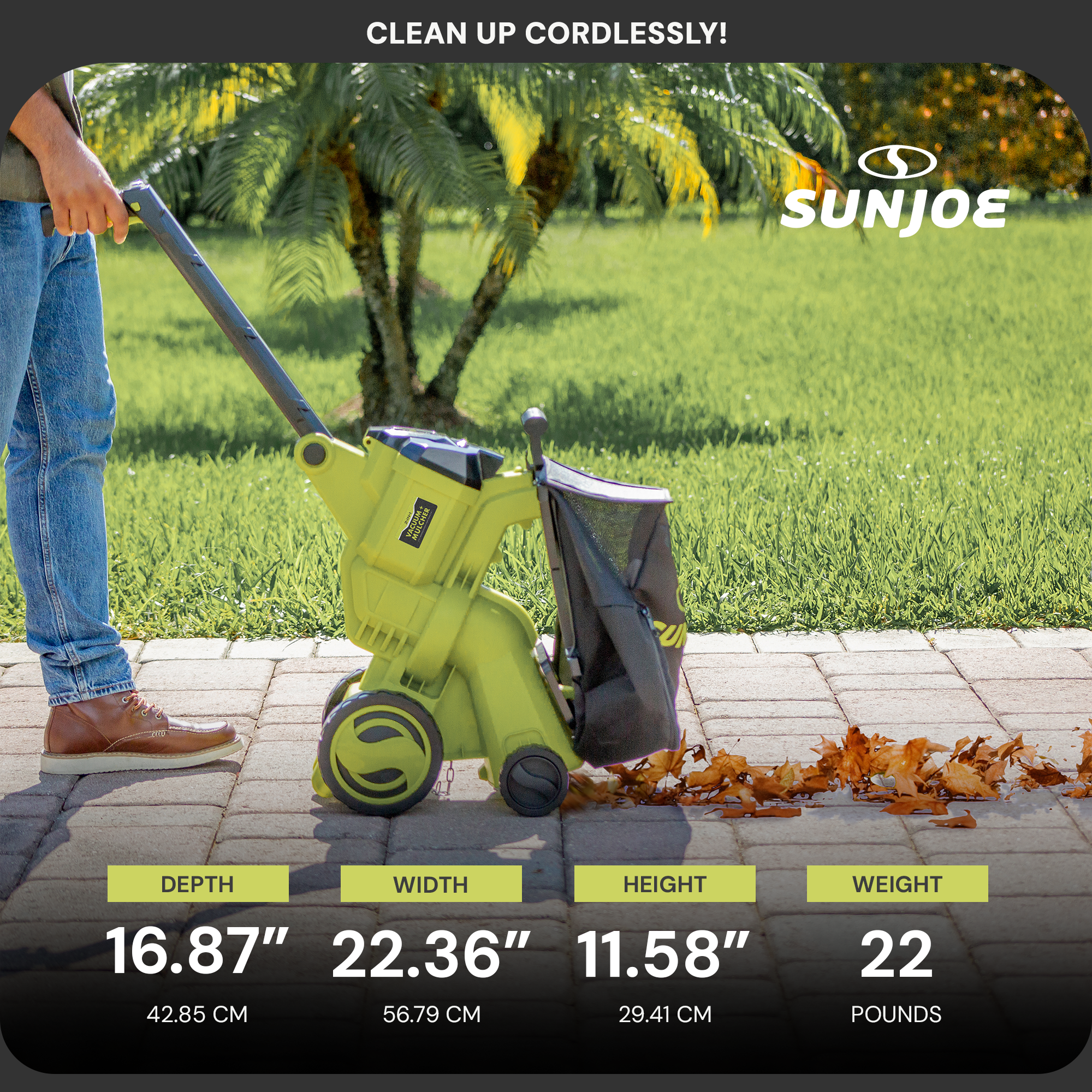 Sun Joe 48V Cordless Garden Vacuum Kit w/Battery & Charger, 24V-X2-OGV(Open Box) - VMInnovations