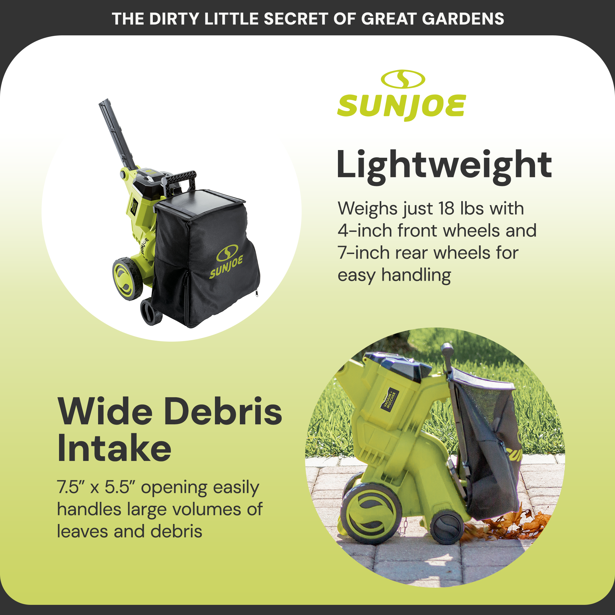 Sun Joe 48V Cordless Garden Vacuum Kit w/Battery & Charger, 24V-X2-OGV(Open Box) - VMInnovations
