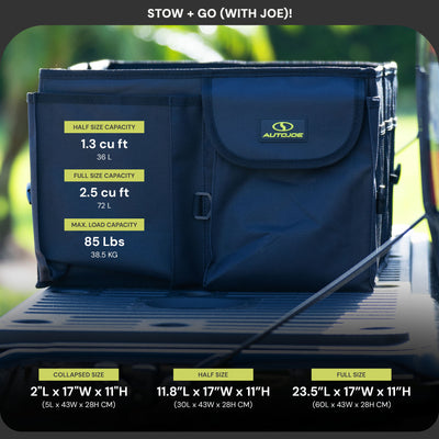 Auto Joe Collapsible Trunk Organizer Storage Caddy with Staps, ATJ-CTSO-BLK