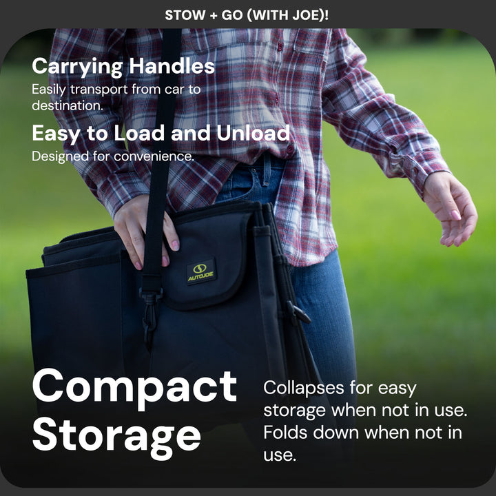 Auto Joe Collapsible Trunk Organizer Storage Caddy with Staps, ATJ-CTSO-BLK