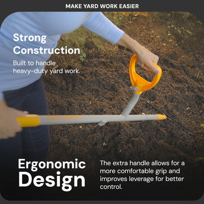 ErgieShovel 54 Inch Steel Bow Rake, Ergonomic Dual Handles, 16 Tines (Open Box)