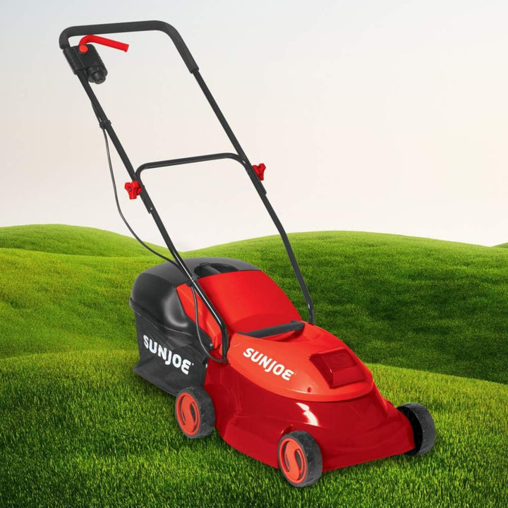 Sun Joe Cordless Lawn Mower, 28V, 14", 10.6 Gal Detachable Bag (Open Box)