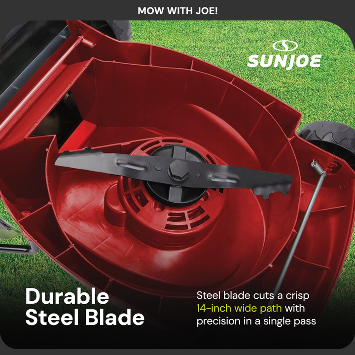 Sun Joe Cordless Lawn Mower, 28V, 14", 10.6 Gal Detachable Bag, MJ401C-XR-RED