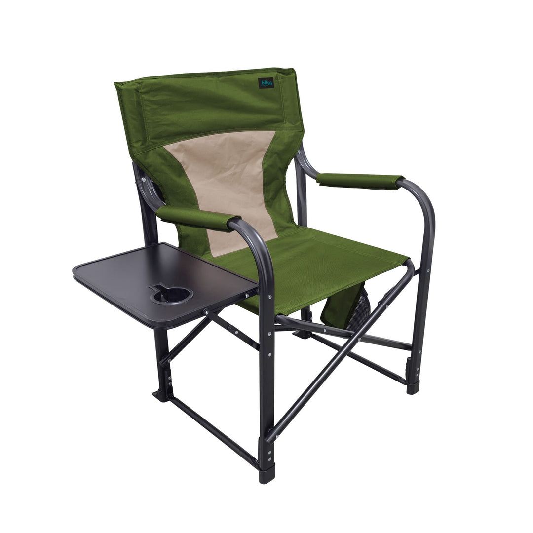 Bliss Hammocks 24V Heated Directors Seat 21 Inch Wide Steel Camping Chair, Green