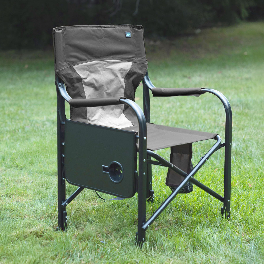 Bliss Hammocks 24V Heated Directors Seat 21 Inch Wide Steel Camping Chair, Gray