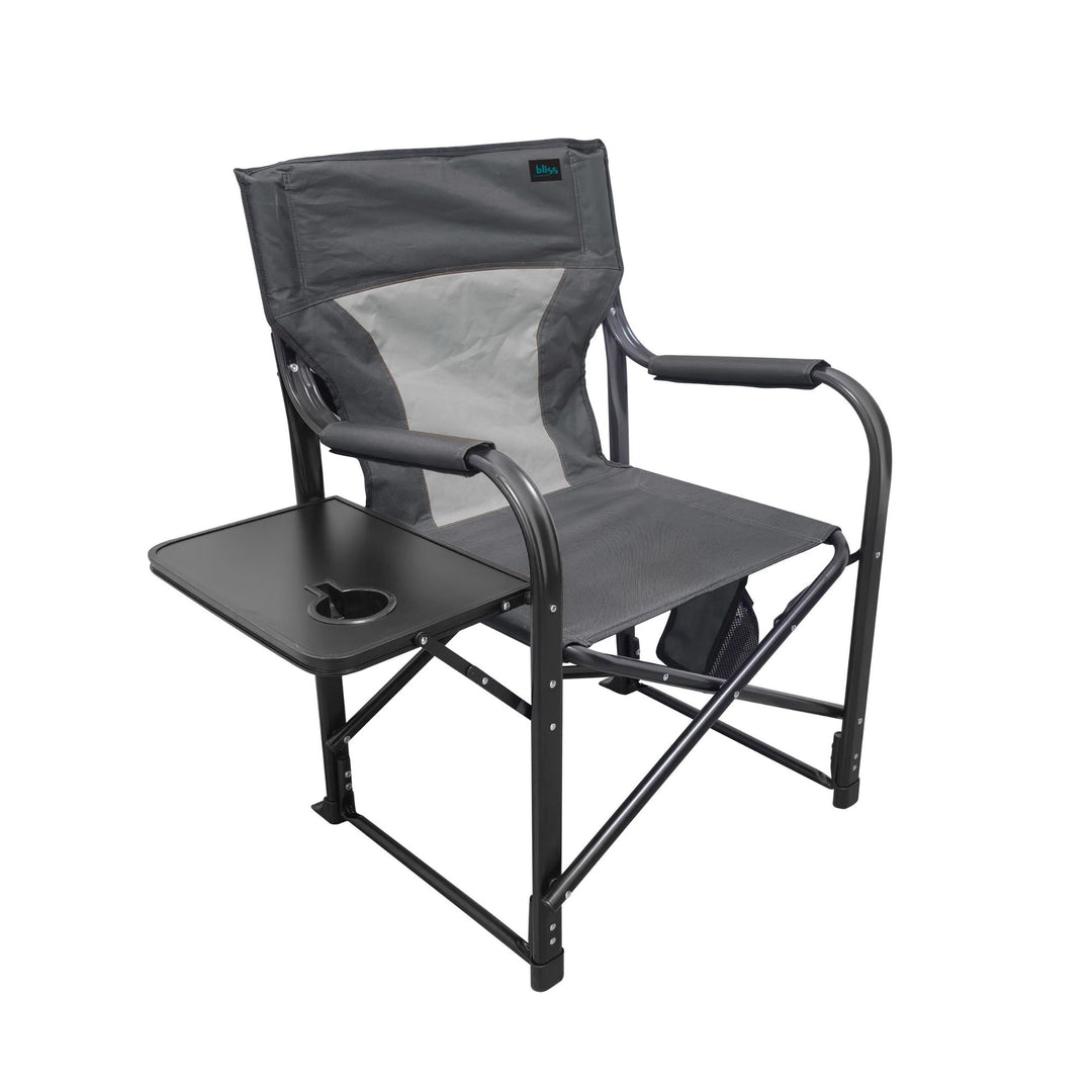 Bliss Hammocks 24V Heated Directors Seat 21 Inch Wide Steel Camping Chair, Gray