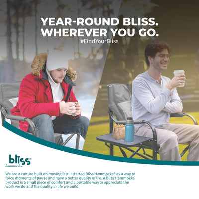 Bliss Hammocks 24V Heated Seat, Folding Chair w/Battery & 3 Heat Settings, Gray - VMInnovations