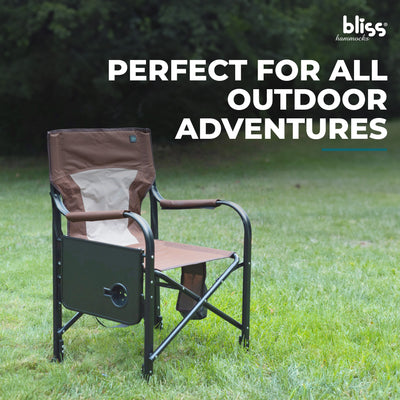 Bliss Hammocks 24V Heated Seat, Folding Chair w/Battery & 3 Heat Settings, Brown - VMInnovations