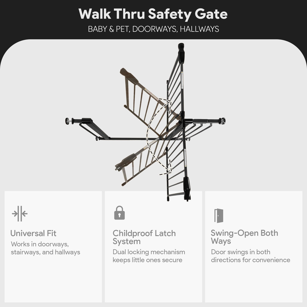 BalanceFrom Walk Thru Safety Gate, Baby & Pet, Doorways, 30”, Graphite(Open Box)