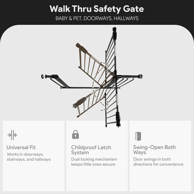 BalanceFrom Walk Thru Safety Gate, Baby & Pet, Doorways, Hallways, 30”(Open Box) - VMInnovations