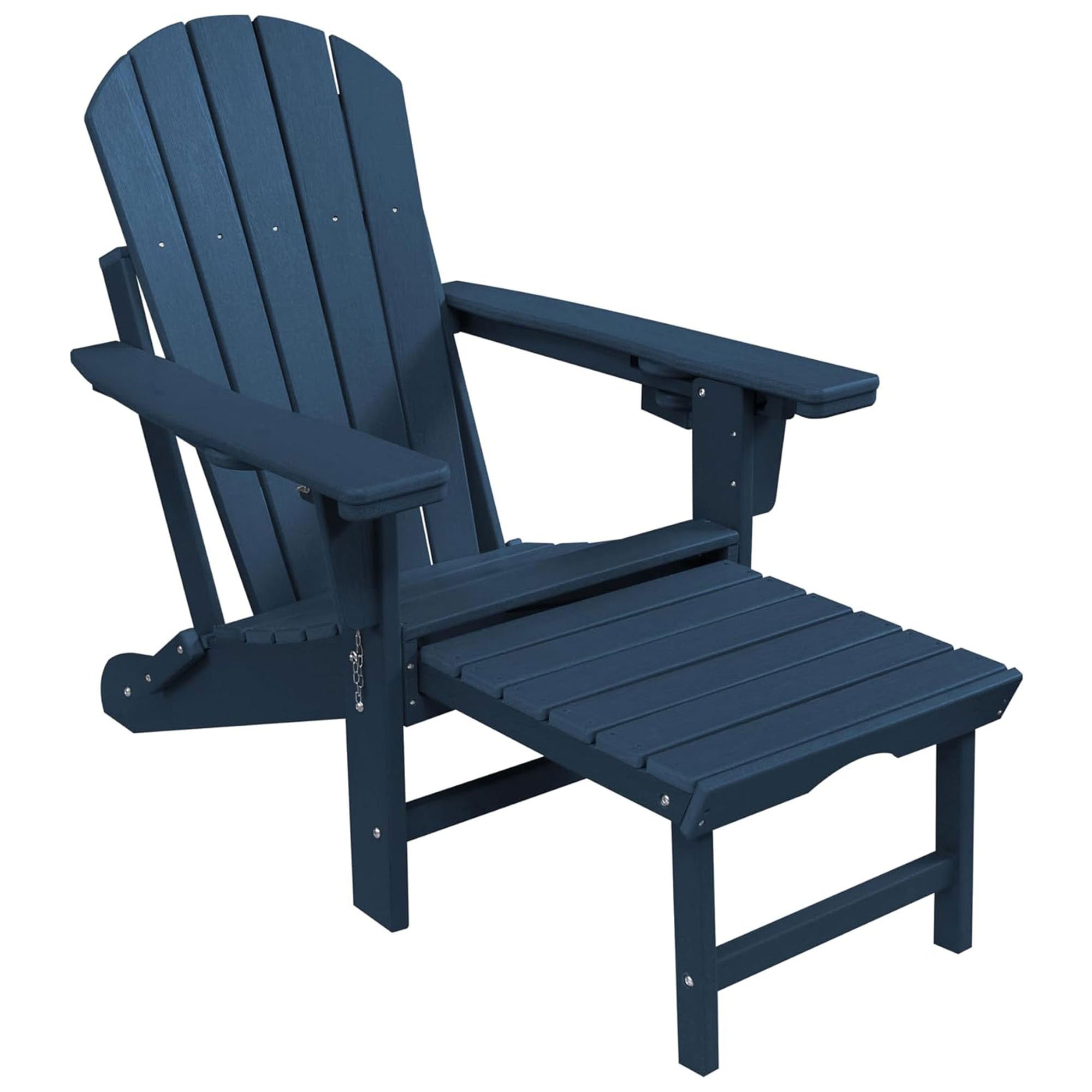 Trapper’s Peak Adjustable Folding Adirondack Chair, Footrest and Backrest, Blue - VMInnovations