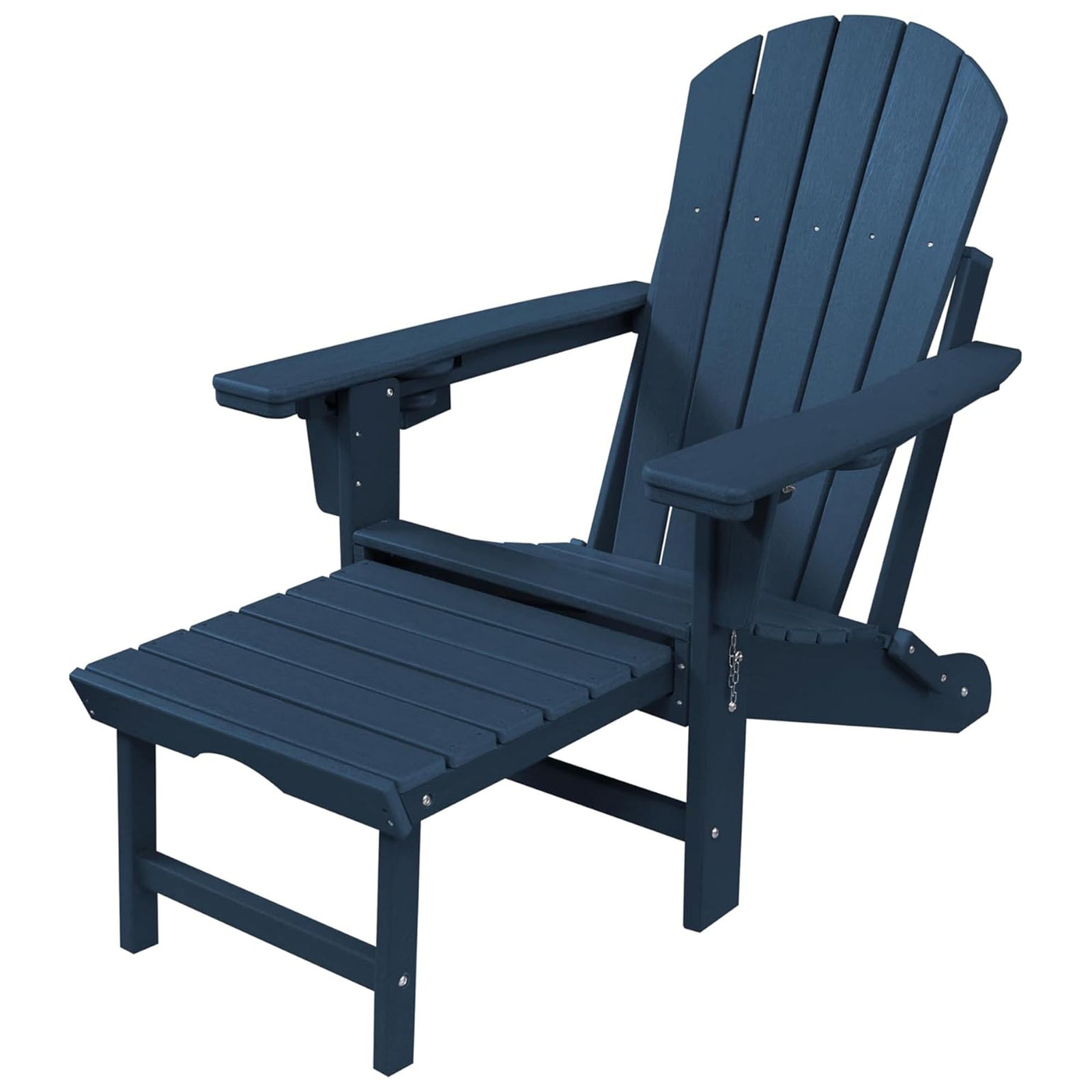 Trapper’s Peak Adjustable Folding Adirondack Chair, Footrest and Backrest, Blue - VMInnovations