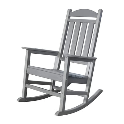 Trapper’s Peak Outdoor Rocking Chair Poly Lumber Grain, Steel Frame, Light Gray - VMInnovations