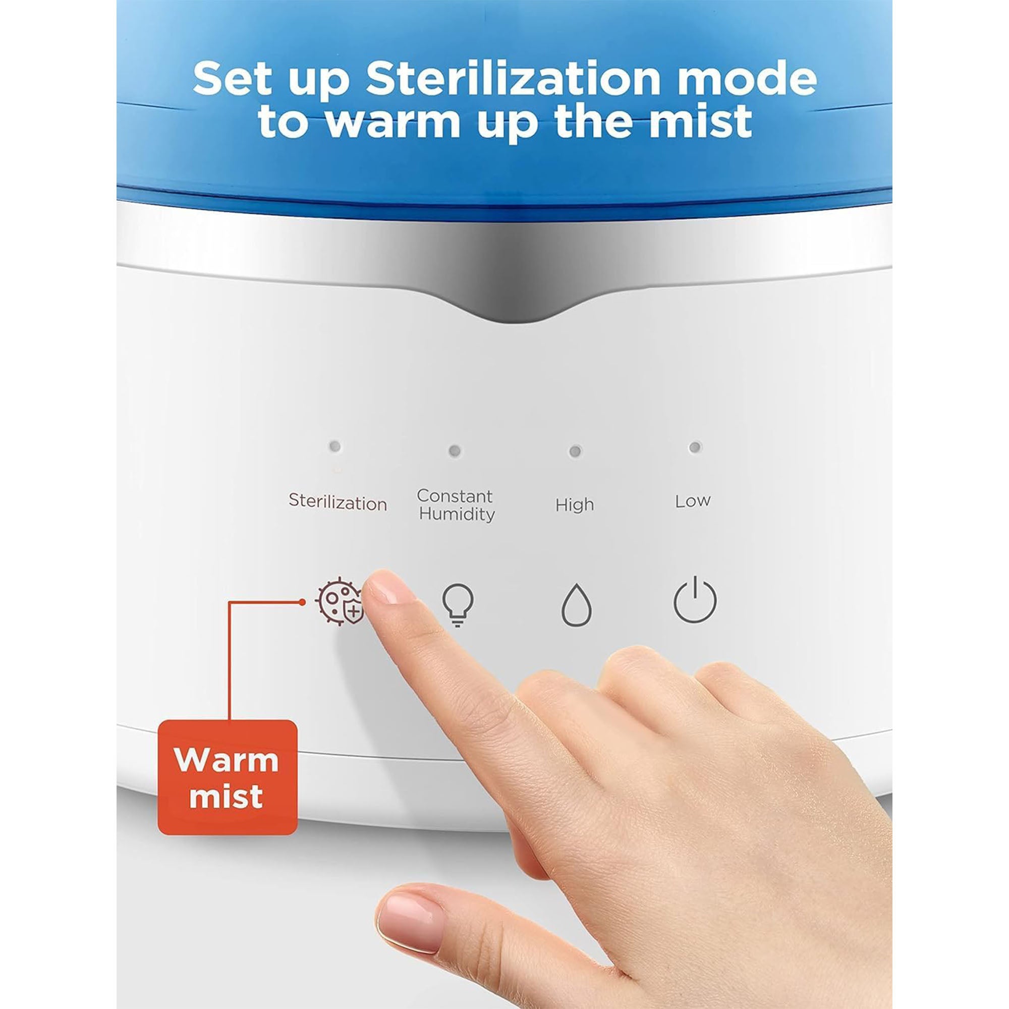 Pelonis 4L Quiet Ultrasonic Warm Cool Mist Bedroom Humidifier Diffuser, White - VMInnovations