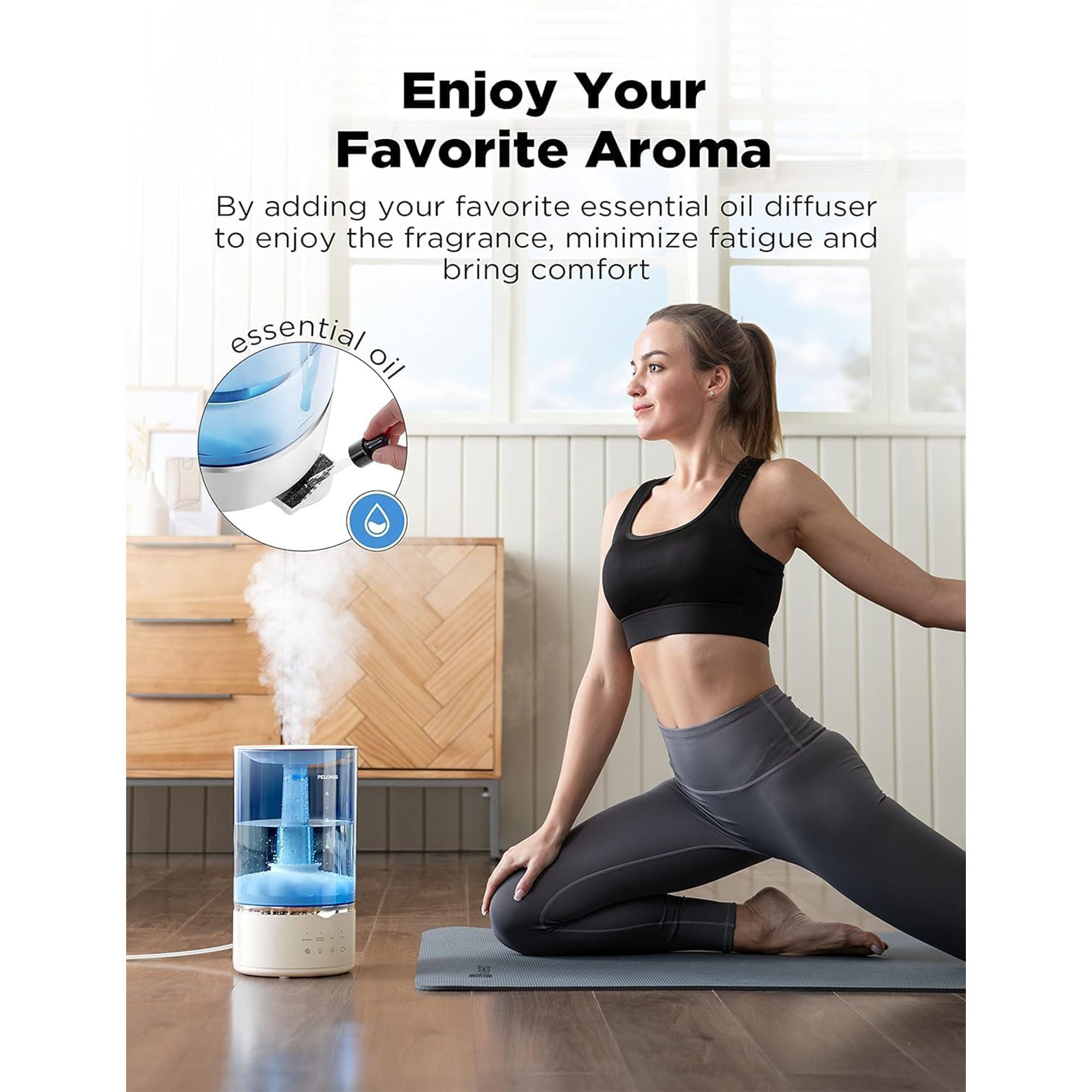Pelonis 4L Quiet Ultrasonic Warm Cool Mist Bedroom Humidifier Diffuser, White - VMInnovations