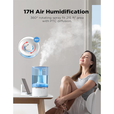 Pelonis 4L Quiet Ultrasonic Warm Cool Mist Bedroom Humidifier Diffuser, White - VMInnovations