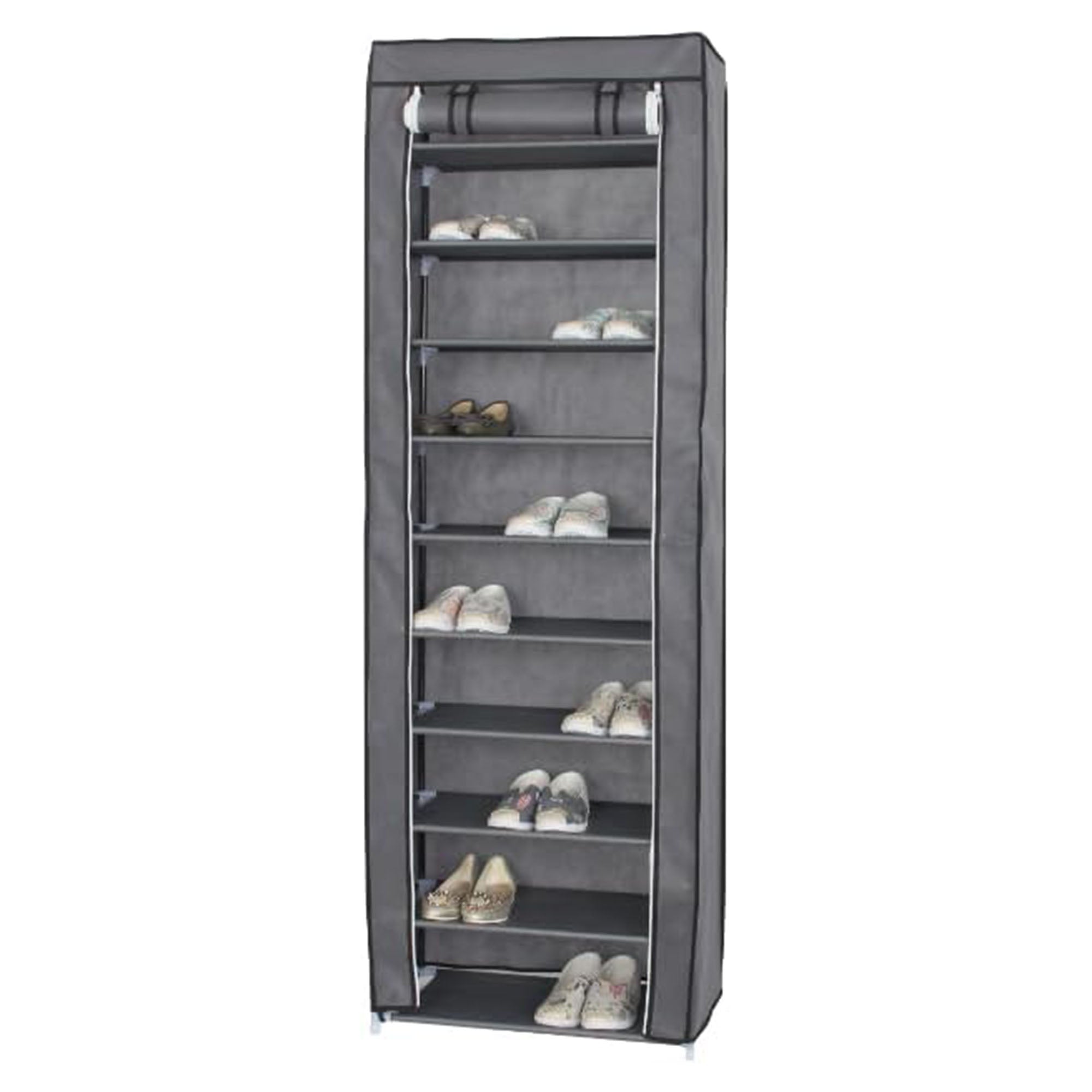 Neat Living 10 Tier Shoe Organizer Rack, Storage Shelves & Cover (Open Box) - VMInnovations