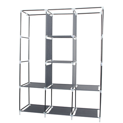 Neat Living Portable Wardrobe Closet Organizer, Cover, Shelves for Clothes, Gray - VMInnovations