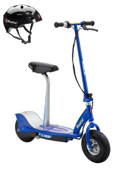 Razor E300S Adult 24V High-Torque Electric Powered Scooter w/Seat & Helmet, Blue