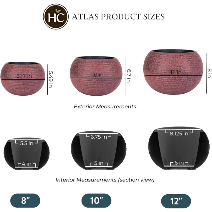 The HC Companies 8 Inch Atlas Sphere Planter, Round Plastic Planter Pot (Used)