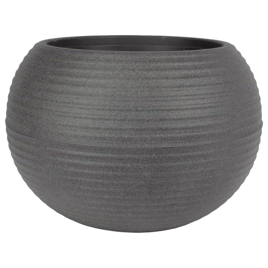 The HC Companies 8 Inch Atlas Sphere Planter, Round Plastic Pot, Gray (Open Box)