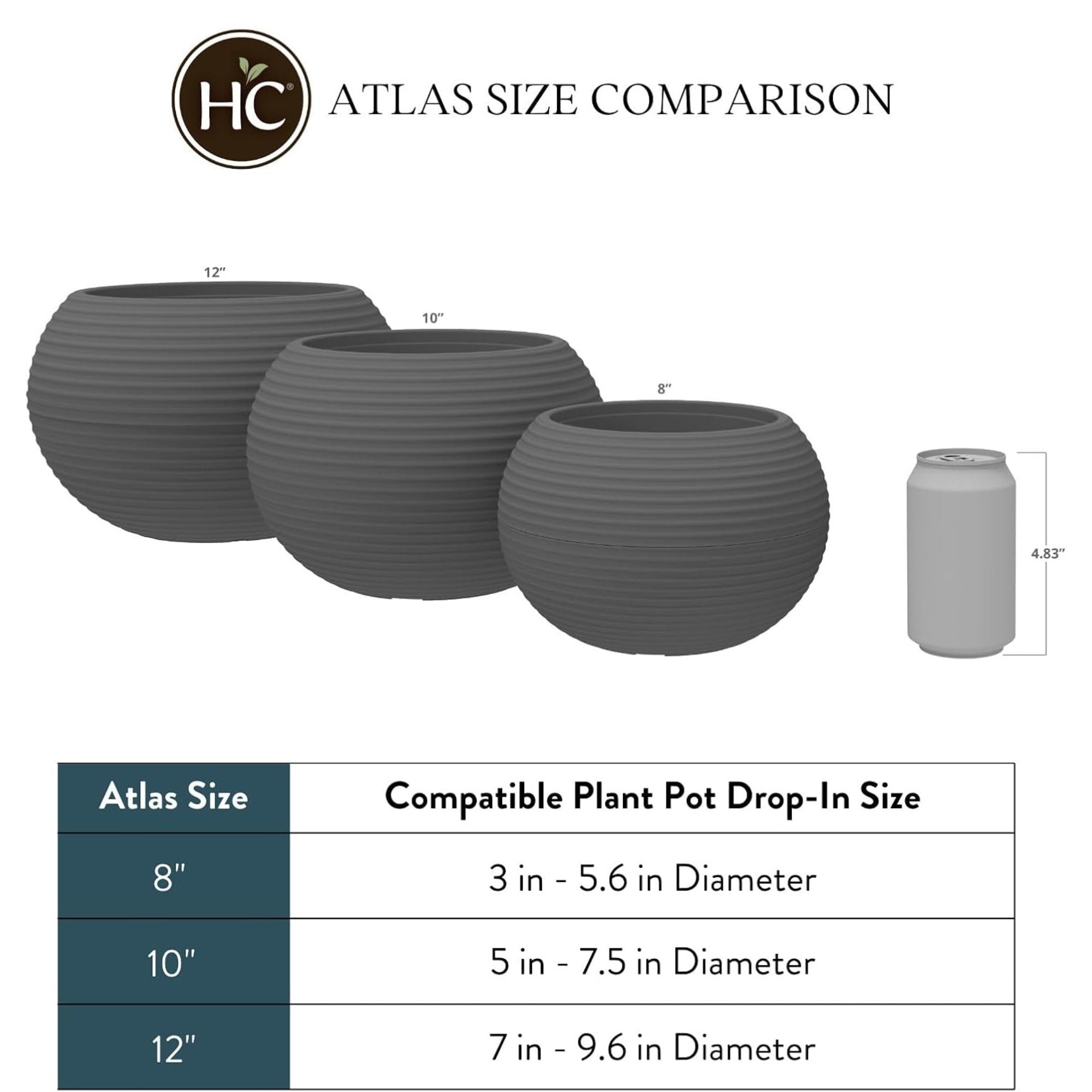 The HC Companies 8" Atlas Sphere Planter, Round Plastic Plant Pot (Open Box)