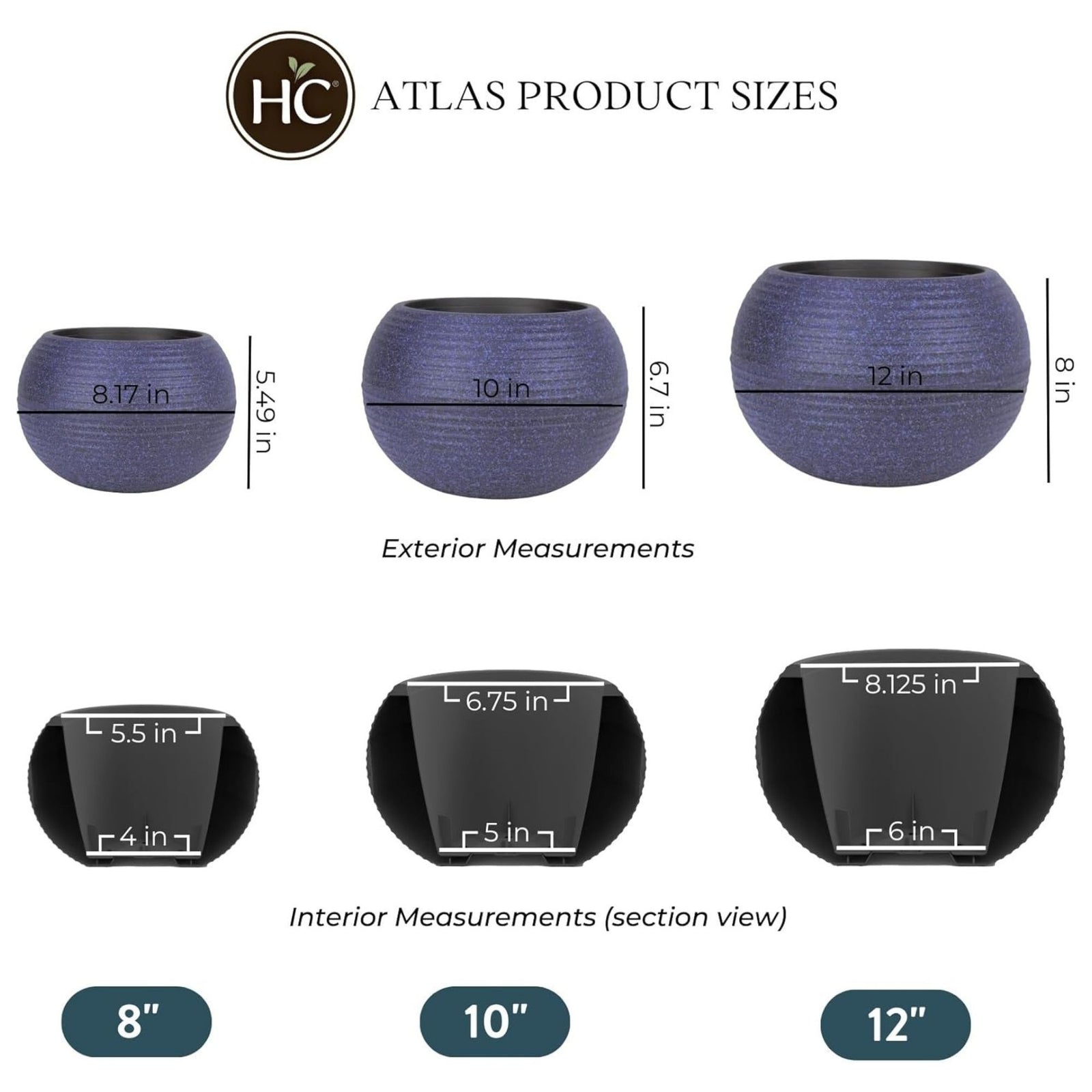 The HC Companies 10 Inch Atlas Sphere Planter, Round Plastic Plant Pot(Open Box) - VMInnovations