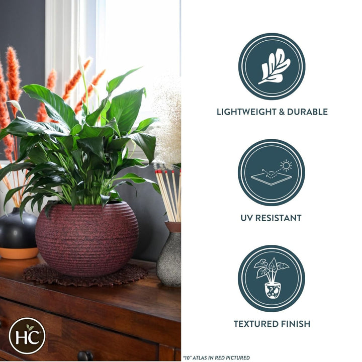 The HC Companies 10 Inch Atlas Sphere Planter, Round Plastic Plant Pot(Open Box)