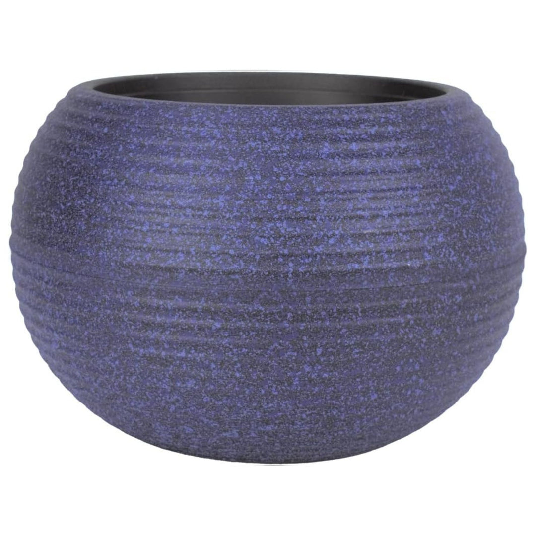 The HC Companies 12 Inch Atlas Sphere Planter, Round Plastic Plant Pot, Blue