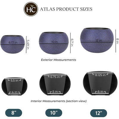 The HC Companies 12 Inch Atlas Sphere Planter, Round Plastic Plant Pot(Open Box) - VMInnovations