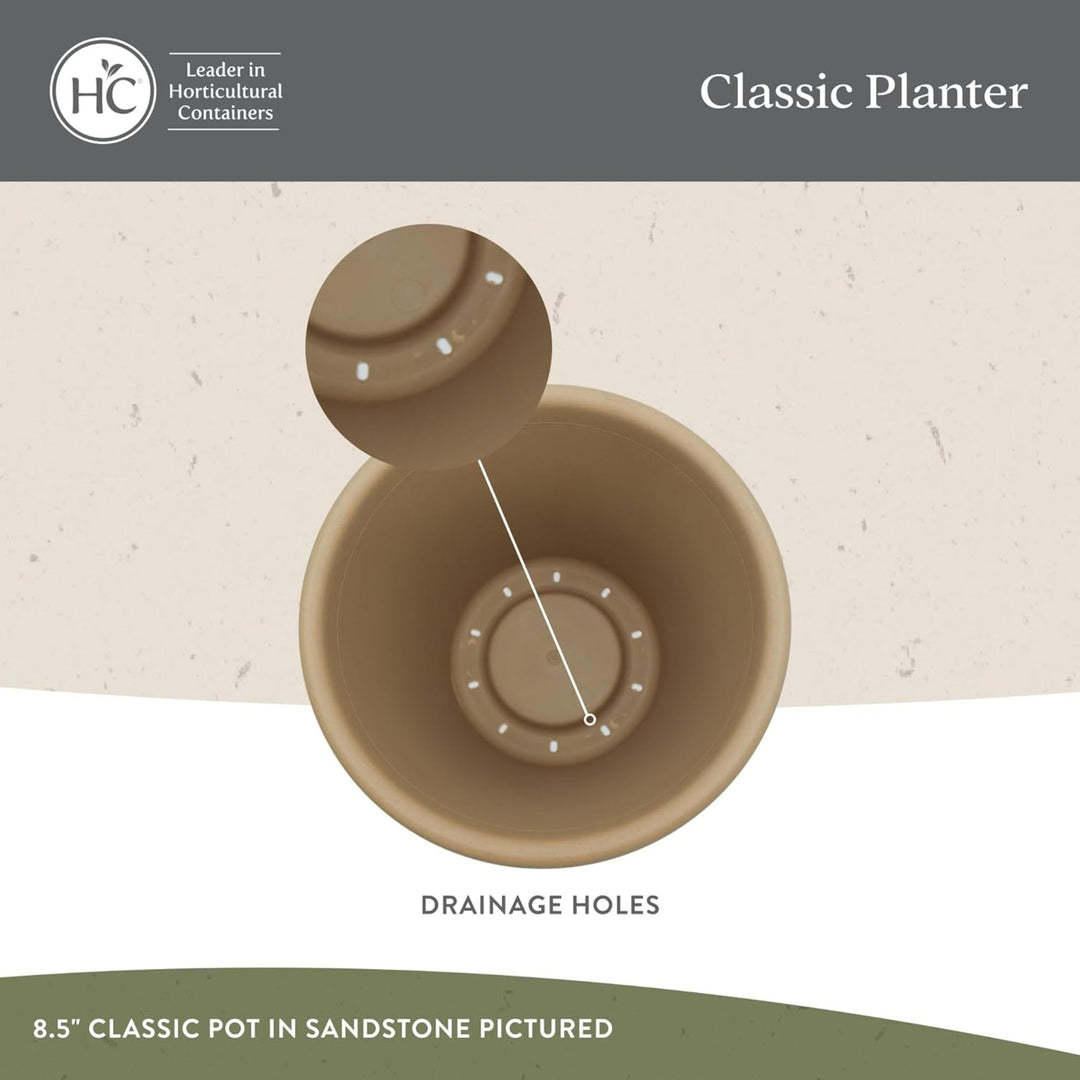 The HC Companies 15.5 Inch Round Classic Planter, Plastic Plant Pot, Sandstone