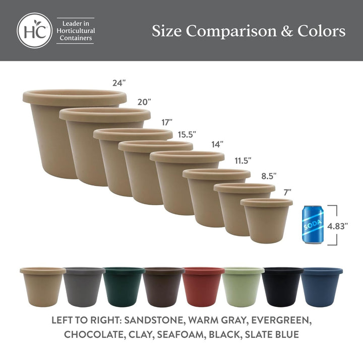The HC Companies 15.5 Inch Round Classic Planter, Plastic Plant Pot, Sandstone