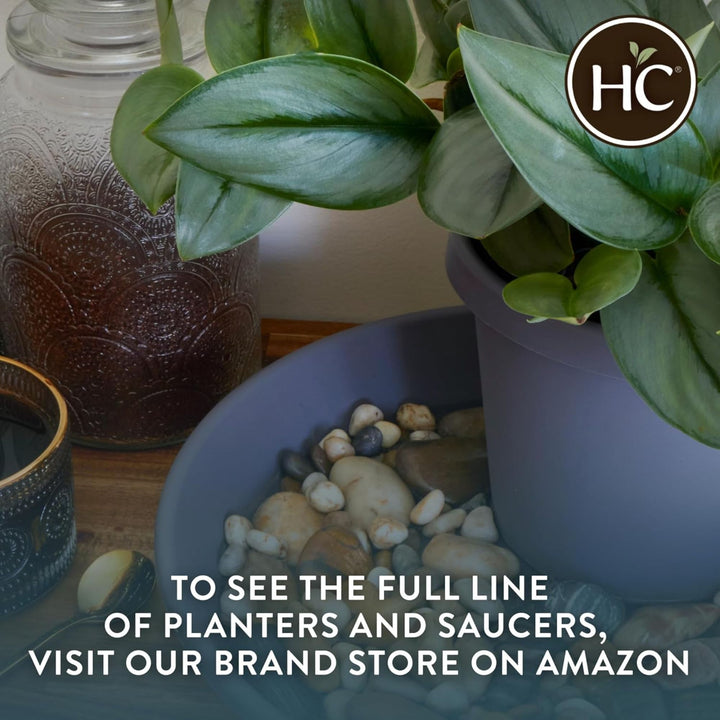 The HC Companies 15.5 Inch Round Classic Planter, Plastic Plant Pot, Sandstone
