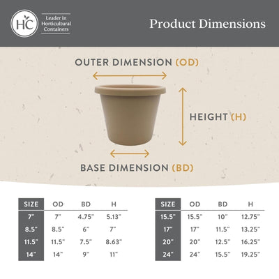 The HC Companies 17 Inch Round Classic Planter, Plastic Plant Pot, Clay - VMInnovations