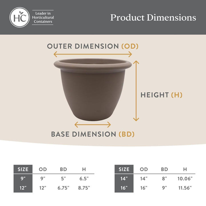 The HC Companies Sevilla Self-Watering Pot with Internal Disk, 14 Inch(Open Box)
