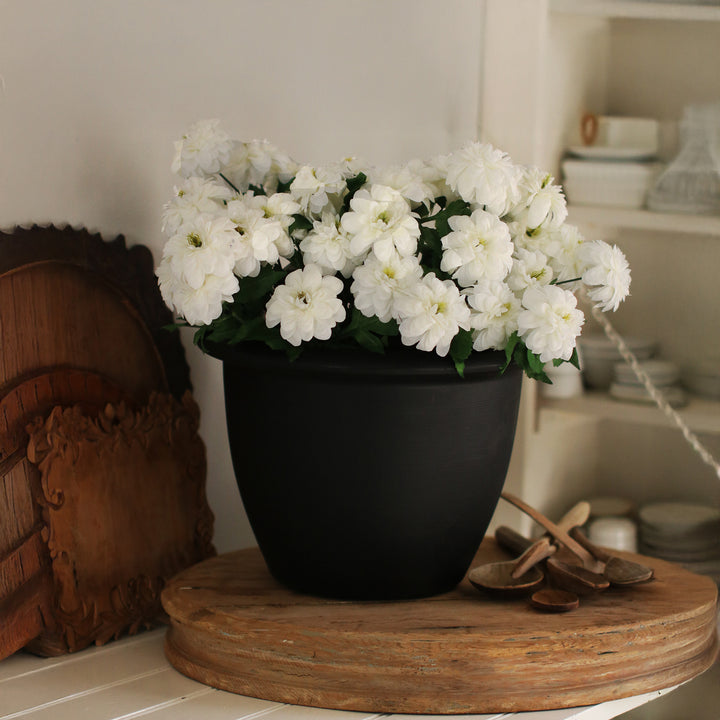 The HC Companies Sevilla Self-Watering Pot with Internal Disk, 14 Inch, Black