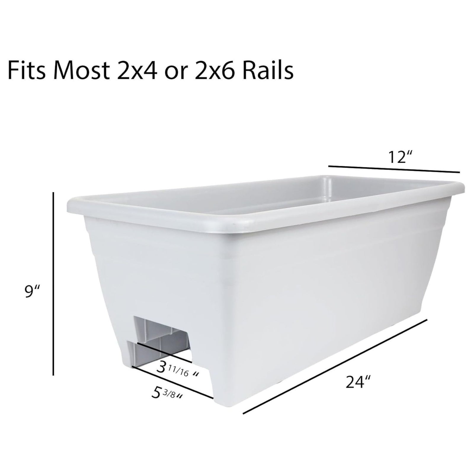 The HC Companies Railing Planter Box with Removable Drain Plugs, 24", Sandstone - VMInnovations