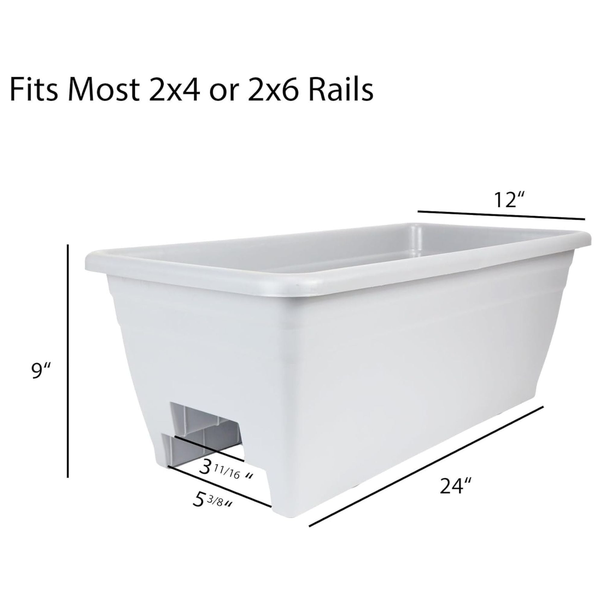 The HC Companies Railing Planter Box with Removable Drain Plugs, 24", (Open Box) - VMInnovations