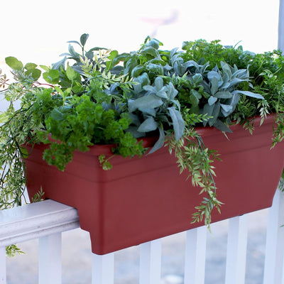 The HC Companies Railing Planter Box with Removable Drain Plugs, 24", (Open Box) - VMInnovations