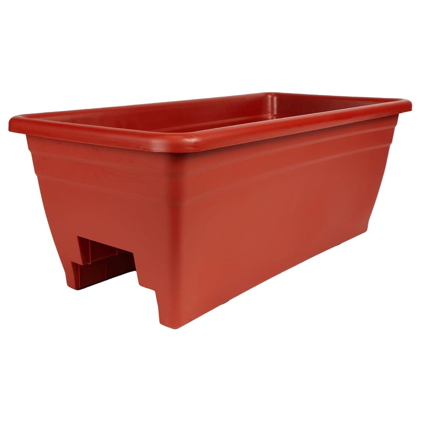The HC Companies Deck Railing Planter Box with Removable Drain Plugs, 24", Clay - VMInnovations