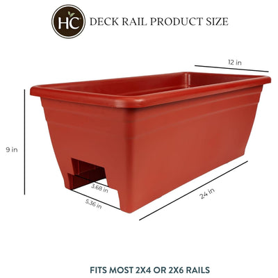 The HC Companies Railing Planter Box w/Removable Drain Plugs, 24" (Open Box) - VMInnovations