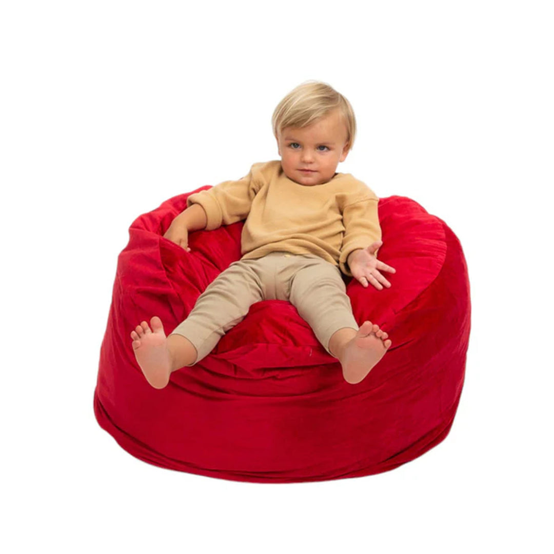 Ultimate Sack Kids Bean Bag Chair, Oversized Indoor Comfy Lounger, Red Suede