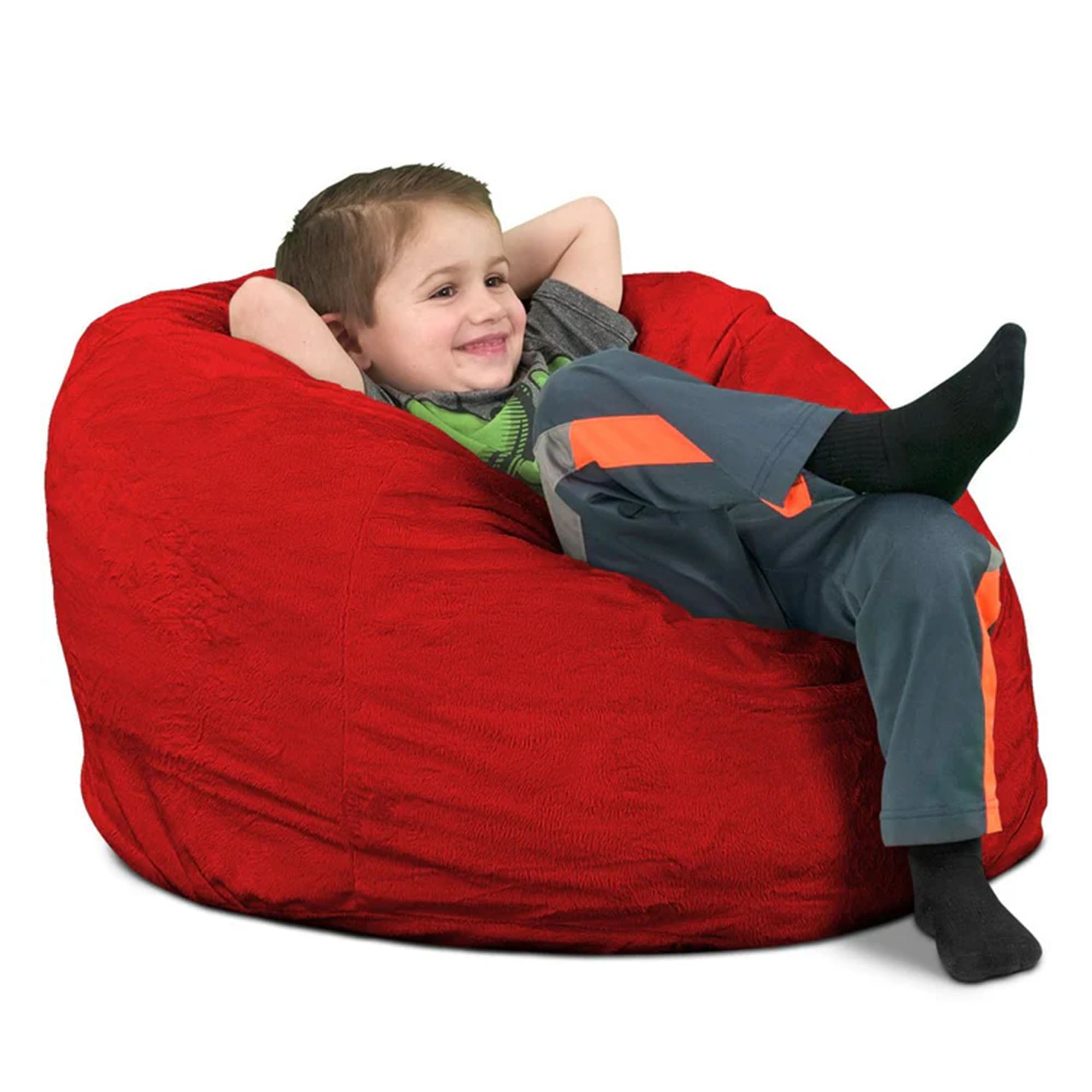 Ultimate Sack Kids Bean Bag Chair, Oversized Indoor Comfy Lounger, Red(Open Box) - VMInnovations