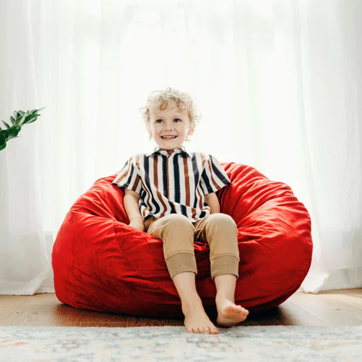 Ultimate Sack Kids Bean Bag Chair, Oversized Indoor Comfy Lounger, Red Suede