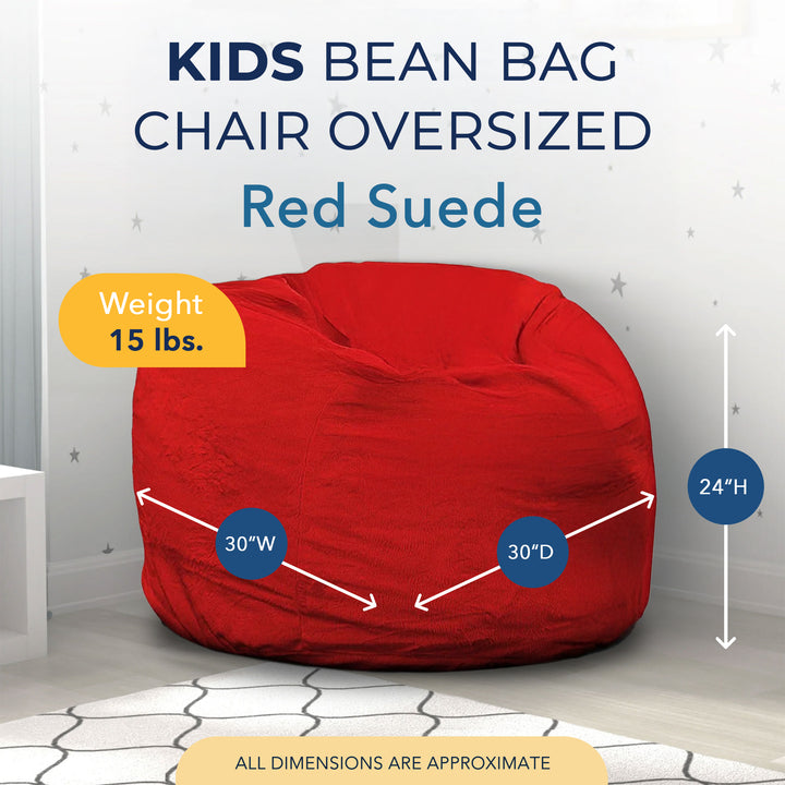 Ultimate Sack Kids Bean Bag Chair, Oversized Indoor Comfy Lounger, Red Suede